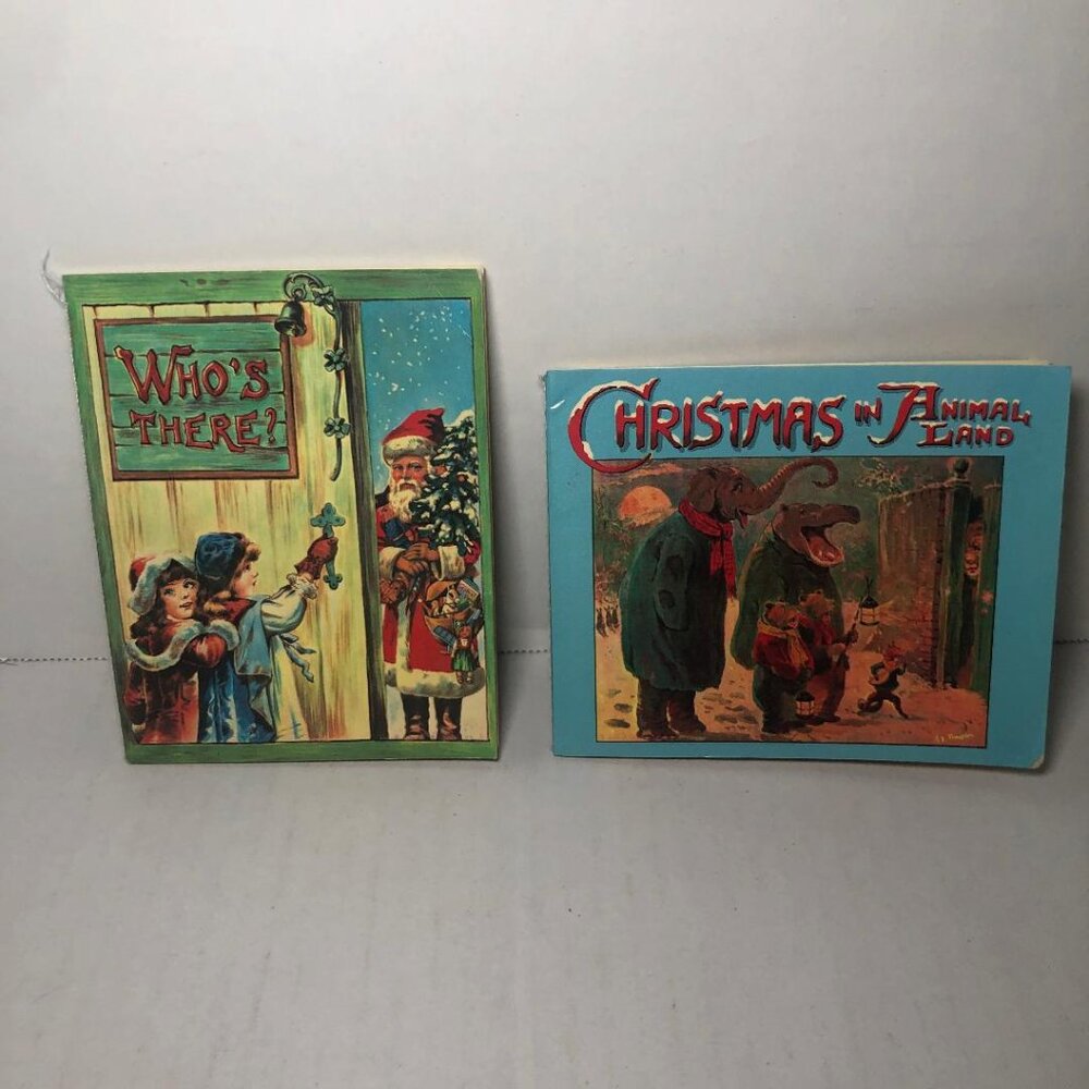 *Vintage Christmas In Animal Land & Who's There Mini Paperback Book Reprint 1983
